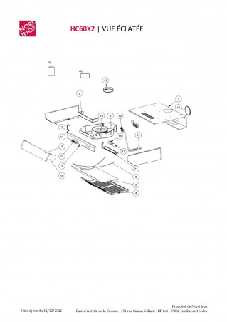 Stainless steel hood 60cm, 64dB, 3 speeds, 230m3