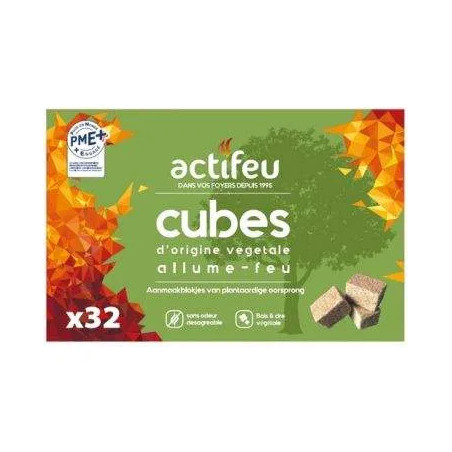 Allume feu actifeu bois cire végétale 32cubes