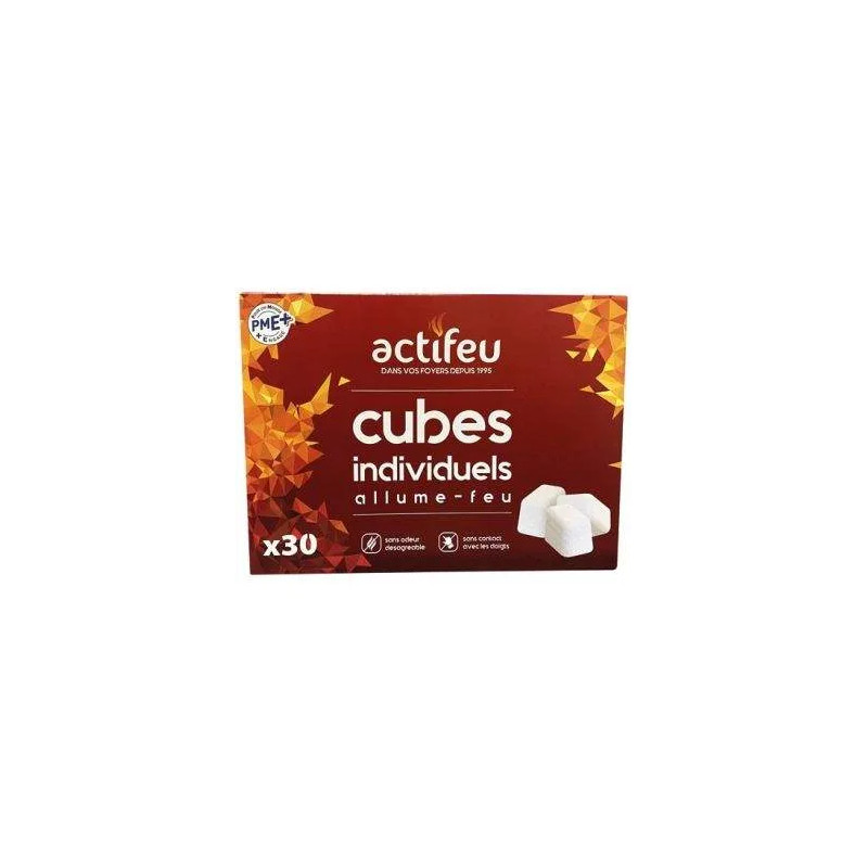 Allume feu sans odeur 30 cubes Actifeu