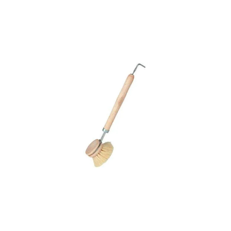 Wooden dish brush + metal attachment handle tampico