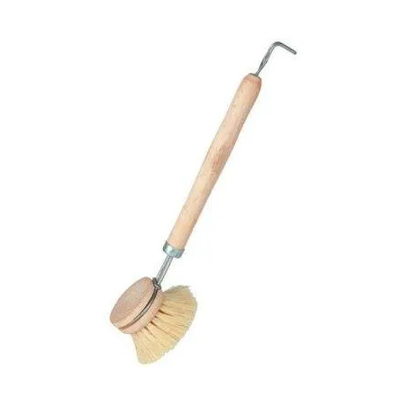 Wooden dish brush + metal attachment handle tampico