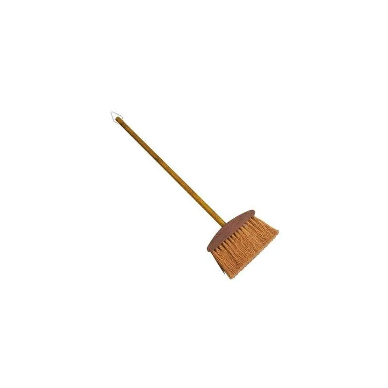 Fireplace brush wood varnished coconut fiber + handle