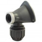 Angled fitting for 20mm diameter female 15x21 (1/2") polyethylene pipe.