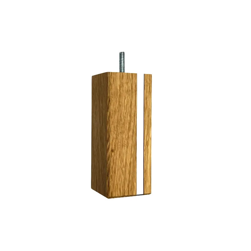 M8 square base in oiled oak and metal, 60x60 mm, height 150 mm