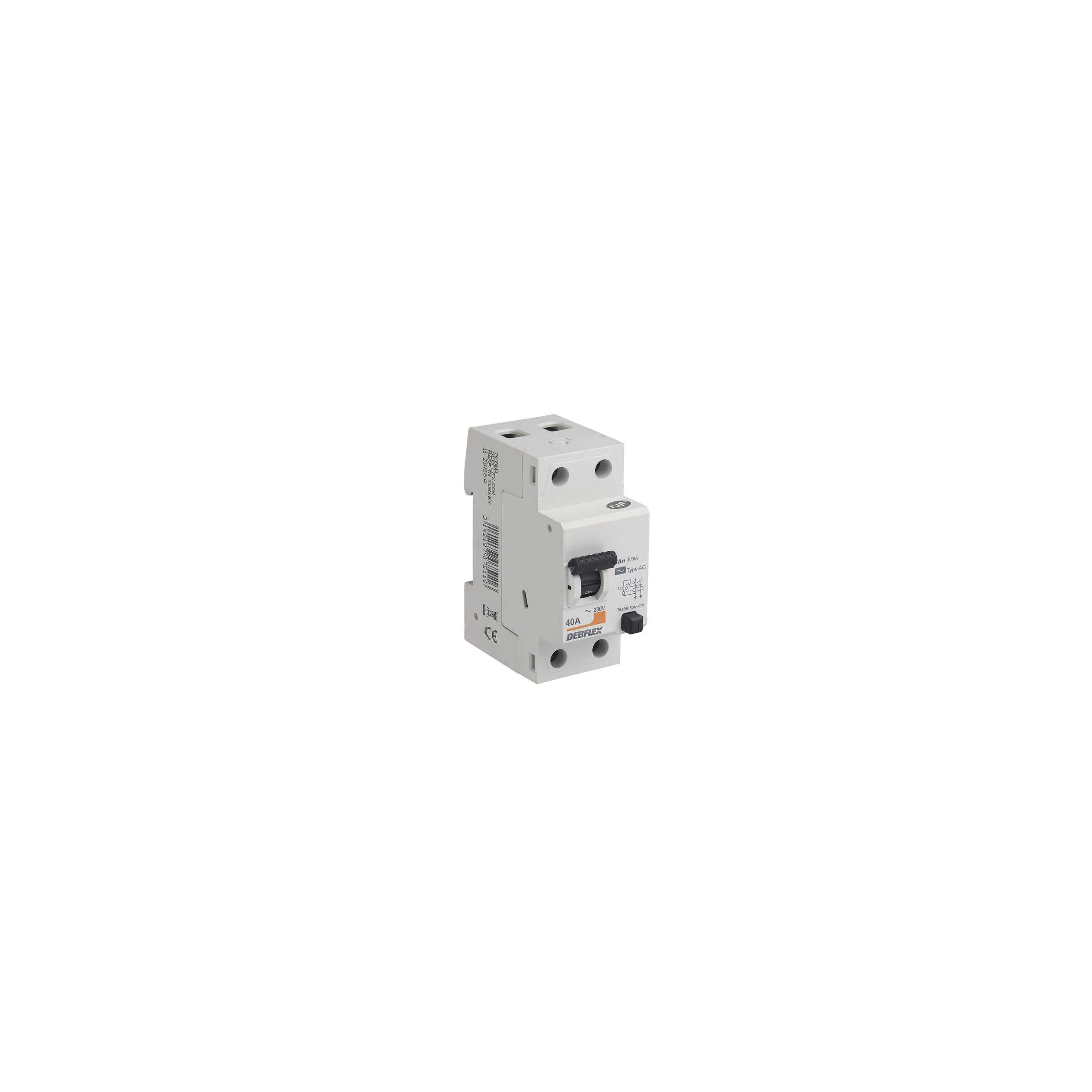 INTERRUPTEUR DIFFERENTIEL 2P 30MA 40A 2 MODULES TYPE AC - DEBFLEX