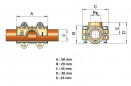 Brass branch clamp with 15x21 (1/2") female thread for 18 mm copper pipe