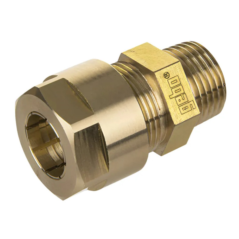 Compression fitting for 16mm diameter multilayer pipe, male 15x21.