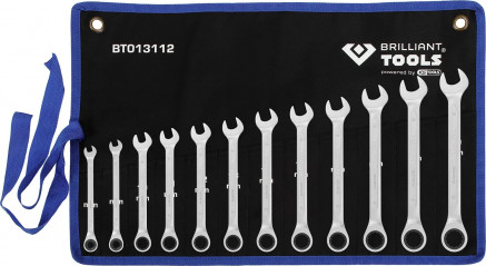 Ratchet wrench set, 8 to 19 mm, 12 pieces