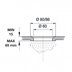 Basket drain D.86mm for 60mm hole, gold satin PVD