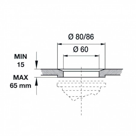 Bonde à panier D.86mm pour trou de 60mm, gold satin PVD