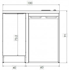 CADETTE Moderna angolo cottura elettrico completo, 91x120x60 Top 48cm