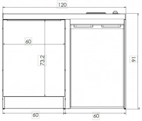 CADETTE angolo cottura elettrico Modrena 91x100x60, TOP 48cm