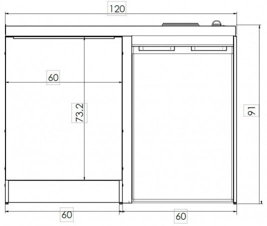 Kitchenette complète CADETTE électrique Modrena 91x100x60, TOP 48cm