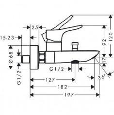 Wall-mounted bath and shower mixer ZEBRIS