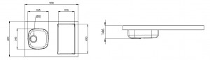 ISEO fregadero de cocina de un seno 90x60 con recorte para domino (no suministrado), reversible