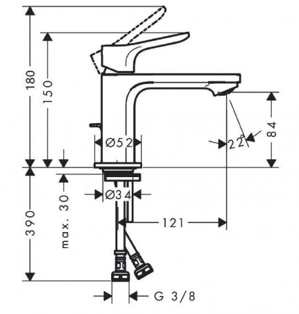 MITIGEUR LAVABO 80 COOLSTART AVEC TIRETTE \"ZEBRIS\" HANSGROHE