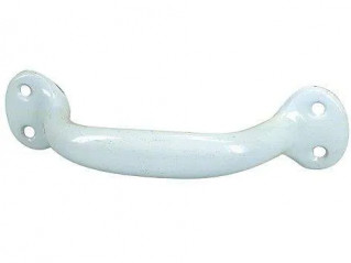 Poignée à pattes à visser en acier blanc, L.140mm, H.37mm, P.33mm, entraxe 123mm, 1 pièce avec visserie.