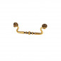 Zamak drop handle in bright bronze, W.115mm, D.20mm, H.40mm, 96mm center distance, 1 piece with screws.