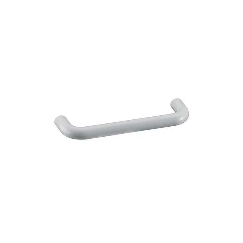 White pvc wire handle, L.105mm, W.10mm, D.28mm, 96mm center distance, bag of 6 pieces with screws.