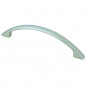 Modern curved handle Zamak satin nickel-plated, L.120mm, W.11mm, D.21mm, 96mm center distance, 1 piece with screws.