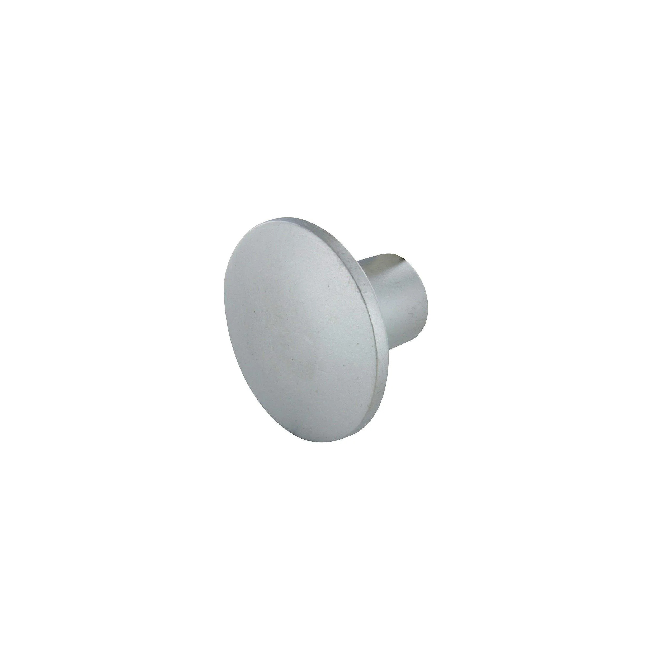 Bouton rond Zamak gris alu, D.30mm, H.22mm, 1 pièce avec visserie.