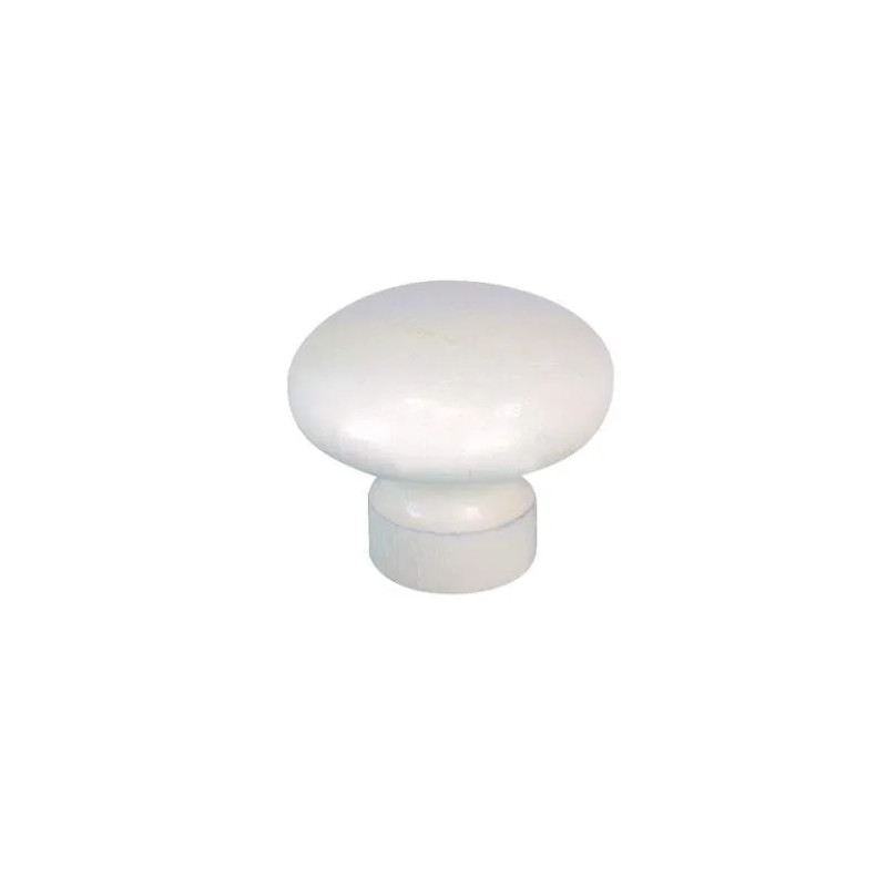 Bouton rond avec insert hêtre blanc, D.40mm, H.33mm, 1 pièce avec visserie.