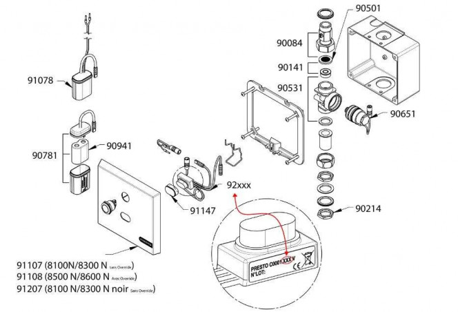 Cella di esclusione orinatoio Lynx C0001-005 per PRESTO SENSAO 8100N, 8300N, 8500N, 8600N