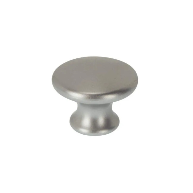 Bouton rond plastique gris alu, D.37mm, H.28mm, 1 pièce avec visserie.