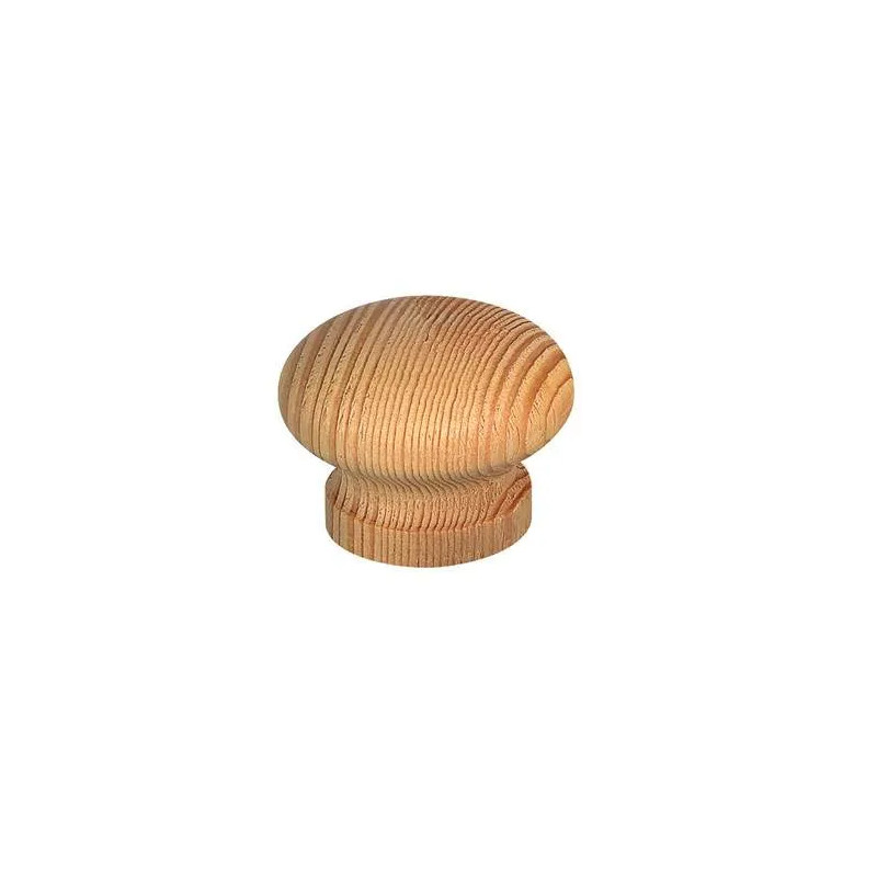 Round knob, sanded pine, D.25mm, H.27mm, 2 pieces with screws.