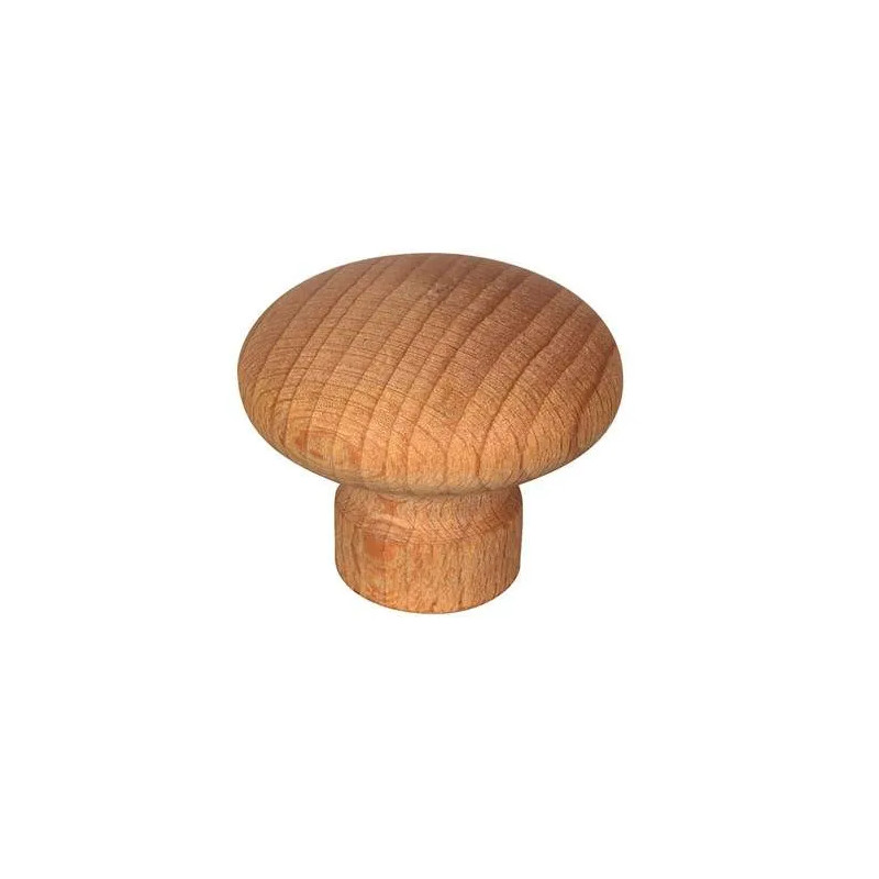 Round knob with insert, sanded beech, D.30mm, H.26mm, 1 piece with screws.