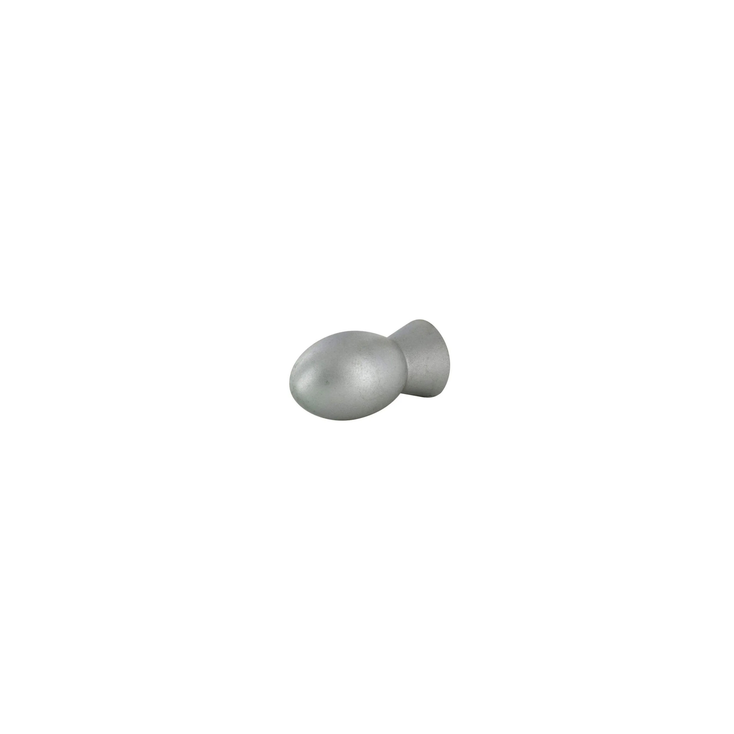 Bouton olive, PVC gris alu, D.15mm, H.30mm, 1 pièce avec visserie.