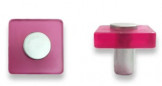 Pomo cuadrado, PVC, rosa opal, 30x30mm, H26mm, 1 pieza con tornillos.