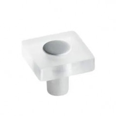 Bouton carré PVC, transparent, 30x30mm, H.26mm, 1 pièce avec visserie.