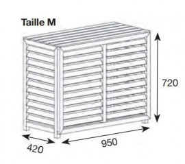 Coperchio di climatizzazione in materiale composito bianco, dimensioni esterne 950x420x720 mm.