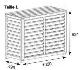 Coperchio di climatizzazione in materiale composito bianco, dimensioni esterne 1050x496x831 mm.