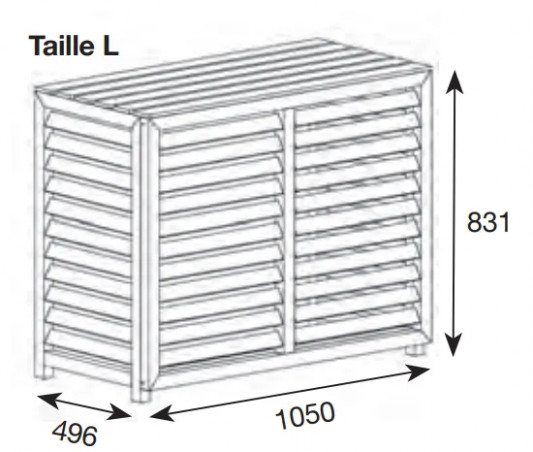 Cubierta de aire acondicionado de composite blanco, dimensiones exteriores 1050x496x831mm.