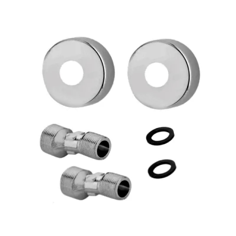 Wall-mounted eccentric fittings with round rosette D.60mm, D.20mm, per pair.