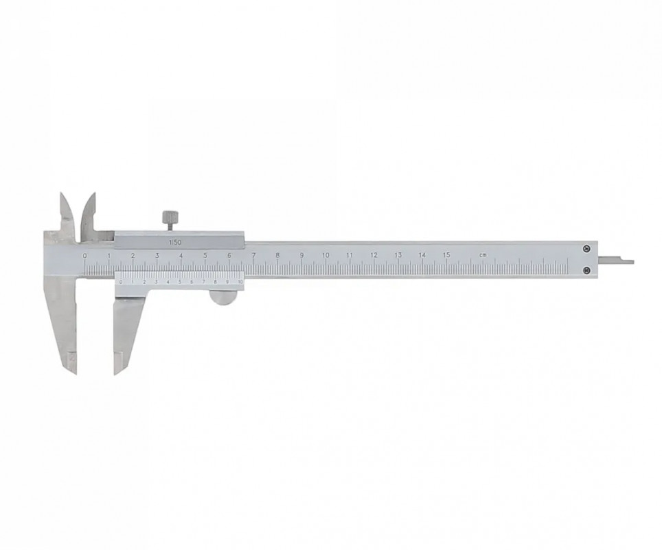 Calibre de acero cromado, 150 mm, precisión 0,02 mm