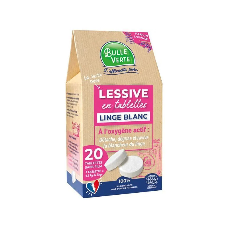 Tablettes de lessive spécial linge blanc, 20 doses