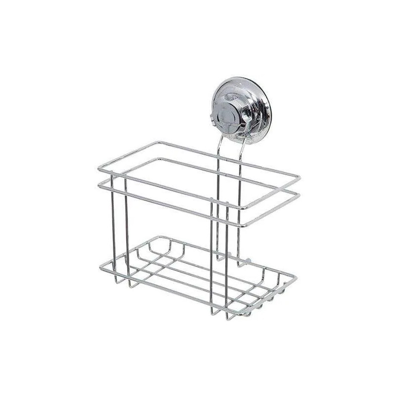 Bottle holder with suction cup, chrome-plated metal.