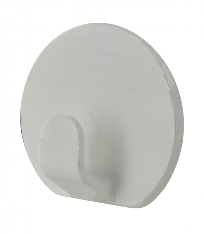 Gancho decorativo redondo adhesivo, D.40mm, plástico rayado blanco, 2 uds.