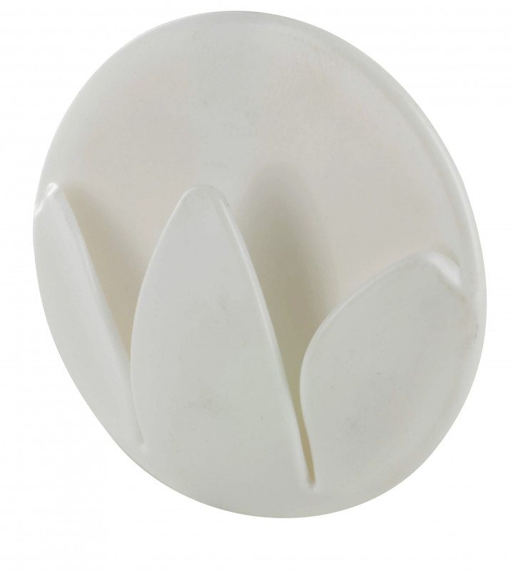 Adhesive cloth hook D.60mm, D.12mm, white plastic, 2 pcs.