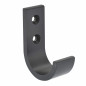 Round coat hook, matt black aluminum, W.25mm, H.70mm, D.50mm, 1 pce.