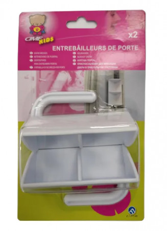 Entrebâilleur de porte avec support adhésif PVC blanc, 2 pièces.