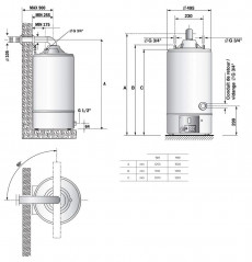 Accumulateur gaz ventouse 155l, SGA BF X 160 (sans ventouse)