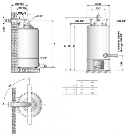 Accumulatore di gas a ventosa da 155 l, SGA BF X 160 (senza ventosa)