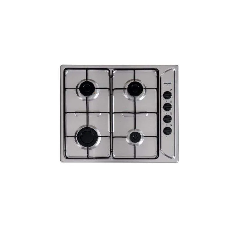 Stainless steel 4-burner gas hob 580x510mm.