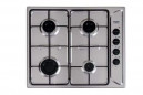 Stainless steel 4-burner gas hob 580x510mm.