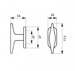 Handle, Leto/Maïa window knob, height 77.5 mm, color F2 