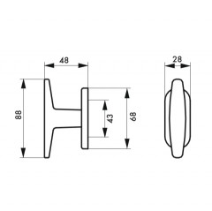 Handle, window knob champagne anodized, with installation screw